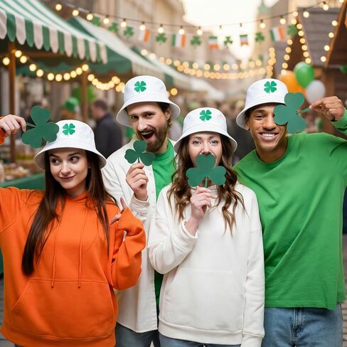 16 Pcs St Patrick's Day Bucket Hats Bulk for Women Men Green Lucky Clover Fisherman Hats in Saudi Arabia