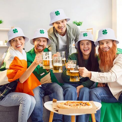 16 Pcs St Patrick's Day Bucket Hats Bulk for Women Men Green Lucky Clover Fisherman Hats in Saudi Arabia