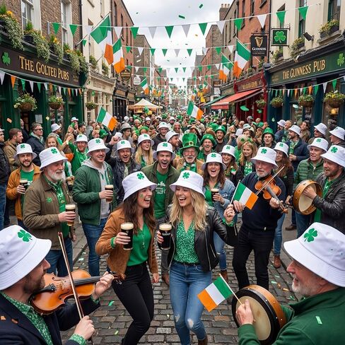 16 Pcs St Patrick's Day Bucket Hats Bulk for Women Men Green Lucky Clover Fisherman Hats in Saudi Arabia