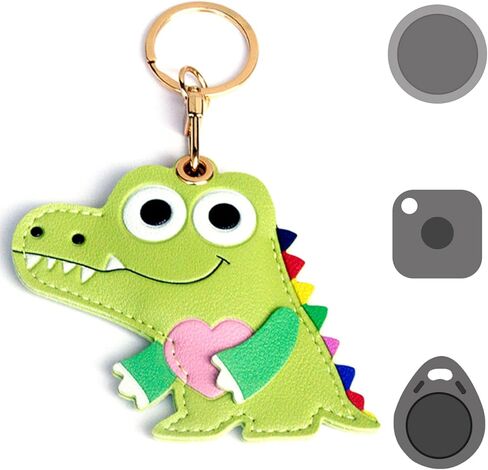 حامل العلامات الذكية العالمي، مناسب لـ Tile Mate وAirTag وKey Fob والمزيد، حقيبة تعقب الهواء من جلد التمساح اللطيف مع حلقات مفاتيح، (برتقالي) in Saudi Arabia
