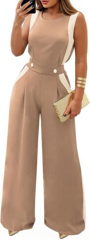 Pink Queen Jumpsuits for Women Dressy Colorblock Sleeveless Wide Leg Rompers Summer Party Elegant Outfits in Saudi Arabia