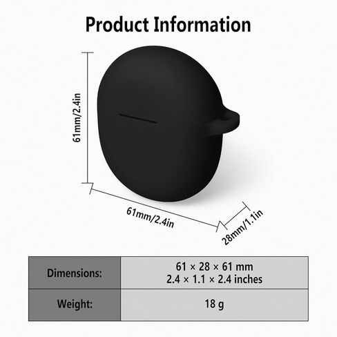 حافظة سيليكون Geiomoo لسماعات Google Pixel Buds 2A، غطاء حماية ناعم ومرن مقاوم للخدش مع حلقة تسلق (أسود) in Kuwait