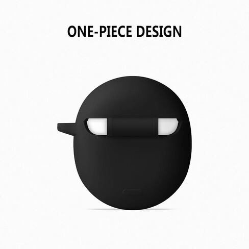 حافظة سيليكون Geiomoo لسماعات Google Pixel Buds 2A، غطاء حماية ناعم ومرن مقاوم للخدش مع حلقة تسلق (أسود) in Kuwait