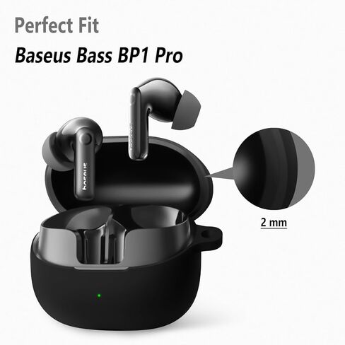 حافظة سيليكون Geiomoo لهاتف Baseus BP1 Pro، غطاء حماية مرن ناعم مقاوم للخدش مع حلقة تسلق (أسود) in Kuwait