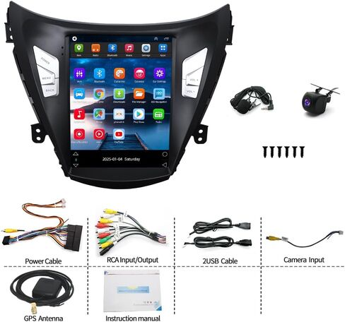 Car Radio for Hyundai Elantra 2011 2012 2013, Elantra Coupe GLS 2013 with Apple Carplay & Android Auto, 9.7-Inch Touch Screen Car Stereo with GPS Bluetooth WiFi Double Din DSP FM RDS Camera, 4+64GB in Kuwait