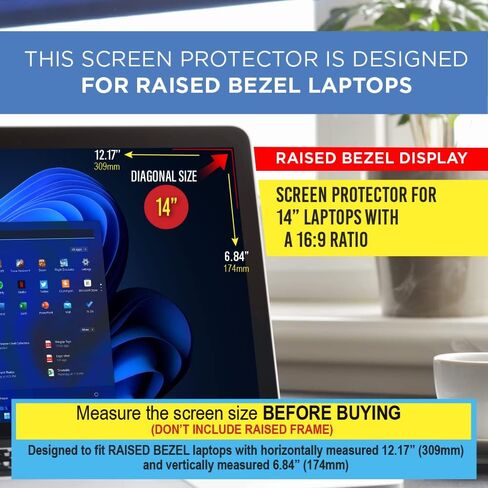 Matte Anti Glare Premium Screen Protector For 14 Inch Widescreen (16:9) Dell, Lenovo, LG, HP, Asus Samsung 2 PACK Bezel Type in Saudi Arabia