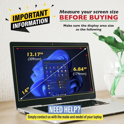 Matte Anti Glare Premium Screen Protector For 14 Inch Widescreen (16:9) Dell, Lenovo, LG, HP, Asus Samsung 2 PACK Bezel Type in Saudi Arabia