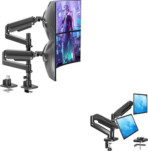 MOUNTUP Dual Monitor Stand for Desk + MOUNTUP Dual Monitor Stand for 49'' Curved Screen Stacking in Saudi Arabia