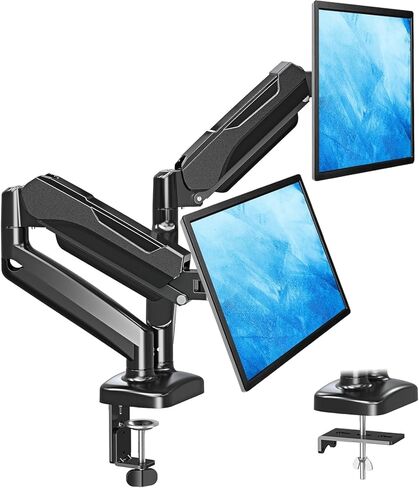 MOUNTUP Dual Monitor Stand for Desk + MOUNTUP Dual Monitor Stand for 49'' Curved Screen Stacking in Saudi Arabia