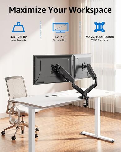MOUNTUP Dual Monitor Stand for Desk + MOUNTUP Dual Monitor Stand for 49'' Curved Screen Stacking in Saudi Arabia