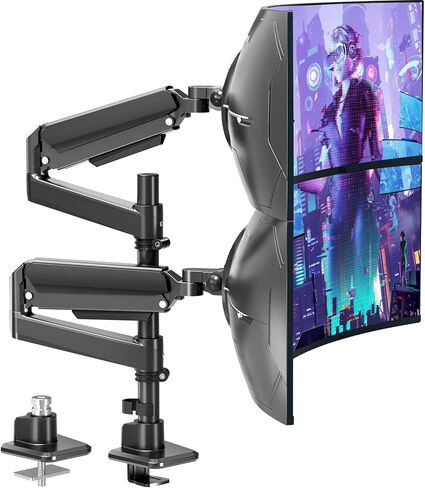 MOUNTUP Dual Monitor Stand for Desk + MOUNTUP Dual Monitor Stand for 49'' Curved Screen Stacking in Saudi Arabia