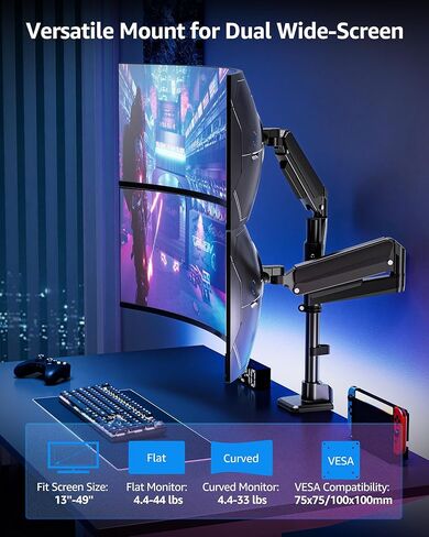 MOUNTUP Dual Monitor Stand for Desk + MOUNTUP Dual Monitor Stand for 49'' Curved Screen Stacking in Saudi Arabia