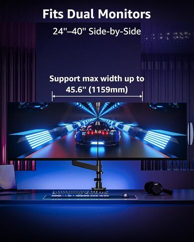 MOUNTUP Dual Monitor Stand for Desk + MOUNTUP Dual Monitor Stand for 49'' Curved Screen Stacking in Saudi Arabia