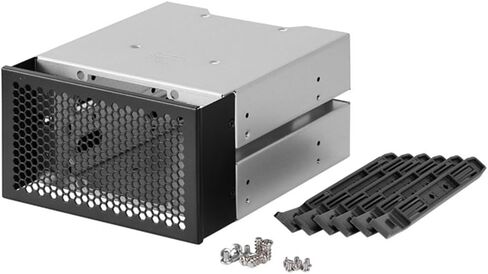 حامل قفص HDD مقاس 3.5 بوصة - معدن أسود + فضي - يدعم 3 محركات أقراص ثابتة in Kuwait