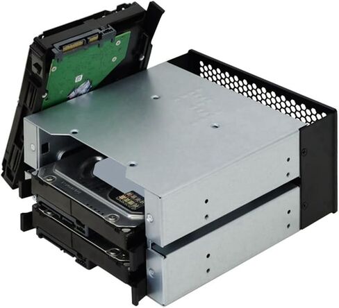 حامل قفص HDD مقاس 3.5 بوصة - معدن أسود + فضي - يدعم 3 محركات أقراص ثابتة in Kuwait