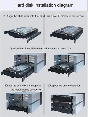 حامل قفص HDD مقاس 3.5 بوصة - معدن أسود + فضي - يدعم 3 محركات أقراص ثابتة in Kuwait