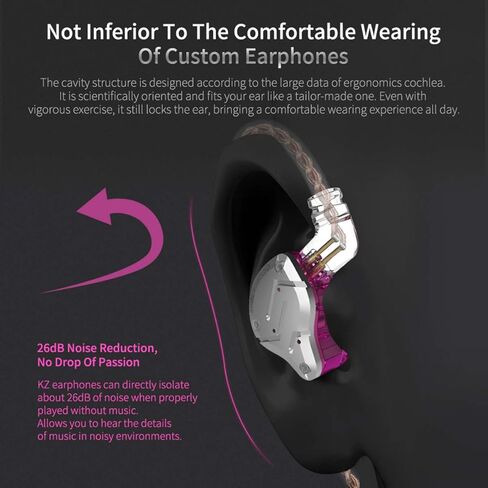 Linsoul KZ ZS10 Pro, 4BA+1DD 5 Driver in Ear Monitor(Without Mic, Purple) Kiwi Ears Allegro Pro Upgraded IEM Earphone DAC/AMP in Saudi Arabia