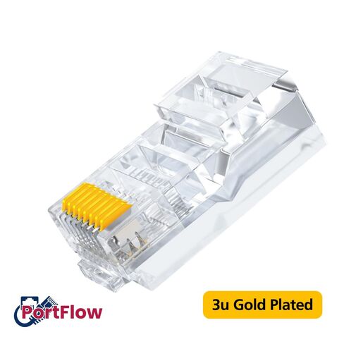 PortFow Cat6 RJ45 تمر عبر المقابس المعيارية غير المحمية (UTP) EZ تجعيد مطلية بالذهب 3U 3-Prong 8P8C موصلات 50 حزمة in Saudi Arabia