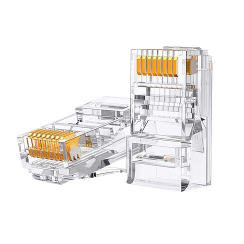 PortFow Cat6 RJ45 تمر عبر المقابس المعيارية غير المحمية (UTP) EZ تجعيد مطلية بالذهب 3U 3-Prong 8P8C موصلات 50 حزمة in Saudi Arabia