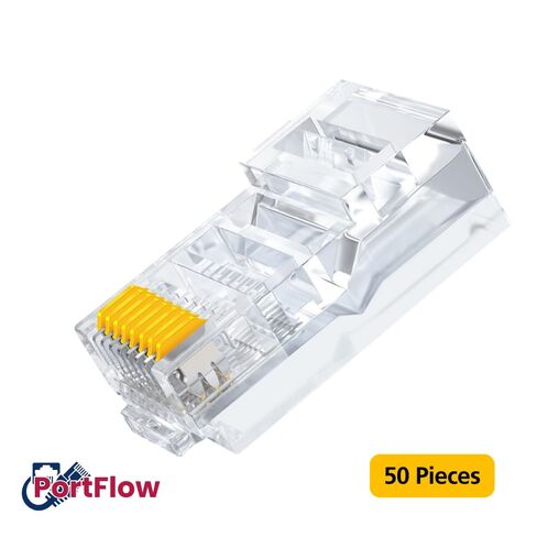 PortFow Cat6 RJ45 تمر عبر المقابس المعيارية غير المحمية (UTP) EZ تجعيد مطلية بالذهب 3U 3-Prong 8P8C موصلات 50 حزمة in Saudi Arabia