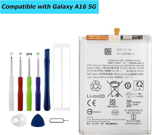 بطارية بديلة EB-BA166ABY جديدة متوافقة مع هاتف Samsung Galaxy A16 5G، SM-A166B مع مجموعة الأدوات الفنية in Kuwait