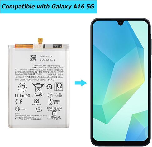 بطارية بديلة EB-BA166ABY جديدة متوافقة مع هاتف Samsung Galaxy A16 5G، SM-A166B مع مجموعة الأدوات الفنية in Kuwait
