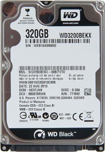 ويسترن ديجيتال WD Scorpio 320 جيجابايت 16 ميجابايت 7200 دورة في الدقيقة أسود، WD3200BEKX (أسود) (متجدد) in Kuwait