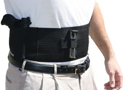 Side Draw Belly Band Gun Holster with Dual Magazine Pouch. Left or Right Hand Draw Concealed Carry in Saudi Arabia