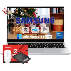 كمبيوتر محمول Samsung Galaxy Book4 مقاس 15.6 بوصة FHD، معالج Intel 10-Core 7، ذاكرة 16 جيجابايت، 1 تيرابايت SSD، لوحة مفاتيح بإضاءة خلفية، قارئ بصمات الأصابع، HDMI، USB-C، Windows 11 Pro للكمبيوتر المحمول للطلاب والمنزل والعمل in Kuwait
