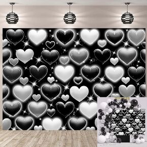 Pink Heart Photo Backdrop Valentine's Day Retro Heart Early 2000s 90s Glitter Love Photography Background Adults Kids Valentine Y2K Old School Birthday Party Decor Banner Photo Props (Pink, 7x5FT) in Kuwait