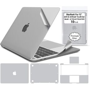ملصق IBenzER Premium MacBook Body Skin - ملصق حماية كامل لجهاز Apple MacBook Pro 13 بوصة A2159 A1989 A1706 A1708 فضي (10 عبوات) SK-MT13-A-ACD10 in Kuwait