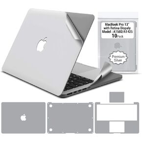 ملصق IBenzER Premium MacBook Body Skin - ملصق حماية كامل لجهاز Apple MacBook Retina Pro 13 بوصة A1502 A1425 فضي (10 عبوات) SK-MR13-A-ACD10 in Kuwait