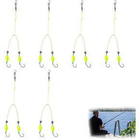 6pcs Double-Hook Reverse Bottom Rigs, Plastic Metal Saltwater Carp Sea Fishing Rigs Easy to Use Fishing Lures Bait Drop Boilies Equipment for Beginners Amateurs and Professionals Outdoor in Kuwait