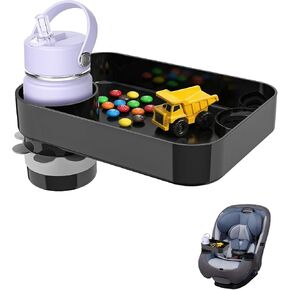 Car Seat Snack Tray for Kids Toddler Travel,Cup Holder Expander for Car,Toddler Travel & Road Trip Accessory for Mess-Free Snacking in The Car (Black) in Saudi Arabia
