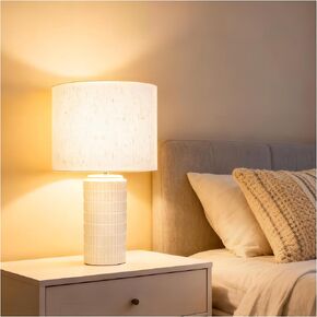 Table Lamp, Small Side Table lamp with Linen Shade, Bedside Lamps for Living Room, Bedroom, Night Stands, Nursery, Kids Room, Wood Base, E26 Socket, 14.2 Inch（1pcs） in Kuwait
