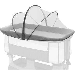 شبكة ناموسية لإبعاد القطط والحشرات عن الطفل، سحاب ثنائي الاتجاه، شبكة مسامية، غطاء سرير للنوم بجانب السرير/سرير السفر، محمول مع حقيبة تخزين (أبيض) in Kuwait