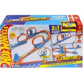 Hot Wheels Toy Car Track Set, Triple Loop Pack & 1:64 Scale Vehicle, Track-Building Components with 3 Loops, Speed Snap Tracks & Adapters in Saudi Arabia
