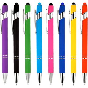 8 Pack Ballpoint Pen 2-in-1 Stylus Retractable Metal Stylus Pens for Touch Screens with Stylus tip, 1.0 mm Black Ink in Saudi Arabia
