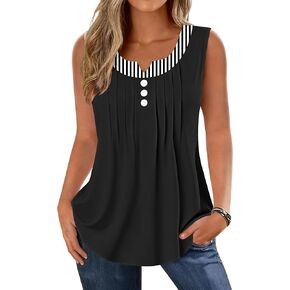 Disamer Tank Tops for Women Loose Fit Sleeveless Summer Tops Trendy T Shirts Spring 2026 Patchwork Tunic Tops Blouse Tee in Kuwait