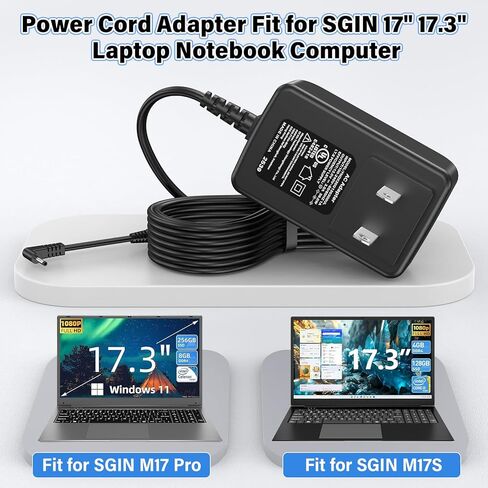 استبدال شاحن الكمبيوتر المحمول 12 فولت متوافق مع جهاز الكمبيوتر المحمول SGIN M17 Pro، محول تيار متردد لسلك الطاقة مناسب لجهاز SGIN M17Pro M17S 17 بوصة 17.3 بوصة Windows 11 كمبيوتر محمول طراز SGIN-M17S 12VDC 12.0V DC12V in Saudi Arabia