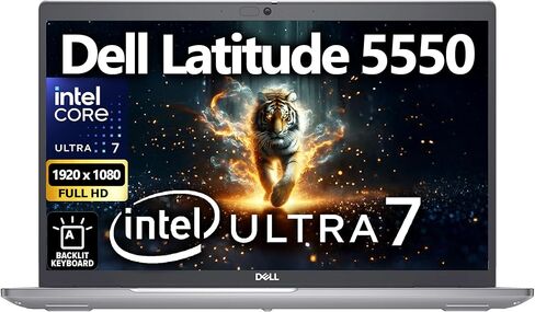 Dell Latitude 5550 AI Business Notebook 15.6" FHD Intel Ultra 7-155U (Beats i7-1355U), 16GB DDR5 RAM, 512GB SSD PCIe, Wi-Fi 6E + BT, Backlit Keyboard, HD Webcam, RJ-45, Windows 11 Pro - Gray in Kuwait