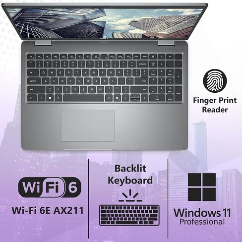 Dell Latitude 5550 AI Business Notebook 15.6" FHD Intel Ultra 7-155U (Beats i7-1355U), 16GB DDR5 RAM, 512GB SSD PCIe, Wi-Fi 6E + BT, Backlit Keyboard, HD Webcam, RJ-45, Windows 11 Pro - Gray in Kuwait