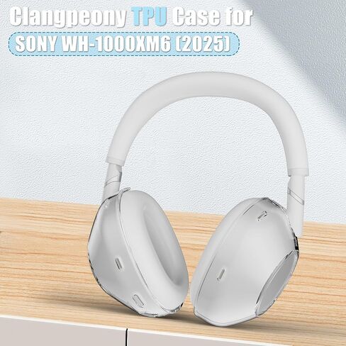 حافظة لسماعات الرأس Sony WH-1000XM6، أغطية أذن رفيعة للغاية وشفافة من مادة TPU XM6 وغطاء حماية مقاوم للصدمات ومضاد للسقوط للنساء والرجال (شفاف) in Saudi Arabia