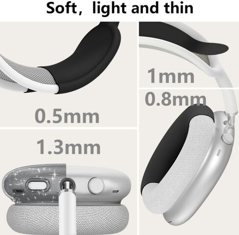 Fomissky 4 in 1 AirPods Max Case with Ear Covers, Includes Silicone Headband Cover & Glitter TPU Ear Cups Compatible with Apple AirPods Max (Clear Pink) in Kuwait