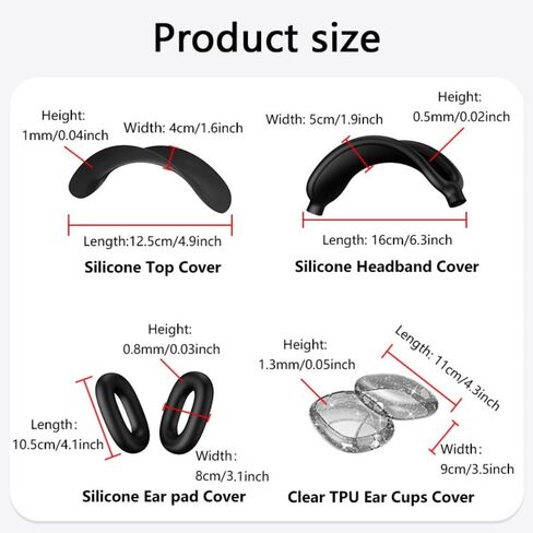 Fomissky 4 in 1 AirPods Max Case with Ear Covers, Includes Silicone Headband Cover & Glitter TPU Ear Cups Compatible with Apple AirPods Max (Clear Pink) in Kuwait