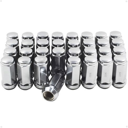 Wheel Accessories Parts 24 Pcs 14mm 1.50 14x1.50 Thread Bulge Acorn 1.90" Long Lug Nuts Chrome 3/4" Hex Fits Chevy Silverado GMC Sierra 1500 2016+ Ford F 150 2019+ Ram 1500 in Saudi Arabia