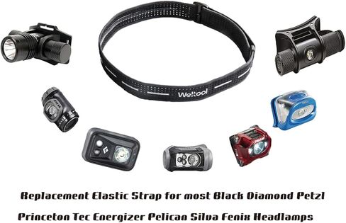 Weltool HB2 كشافات حزام استبدال رباط رأس مرن لمعظم المصابيح الأمامية الماس الأسود Petzl إنرجايزر البجع فينيكس in Saudi Arabia