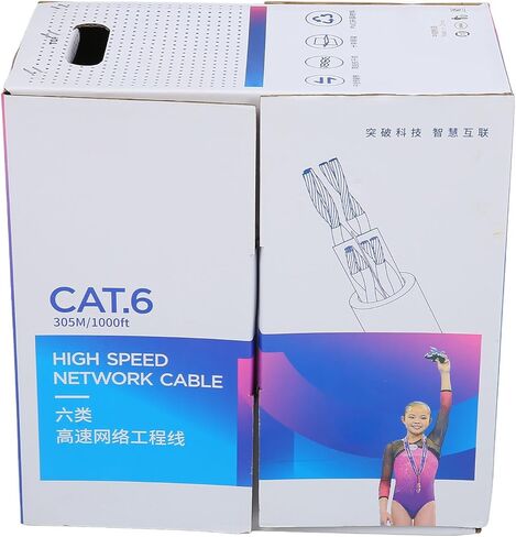 1000 Feet Cat6e Ethernet Cable,Cat 6e CMR Flame Retardant Internet Network LAN Cable,PVC Oxygen Copper Higher Conductivity for Monitoring in Saudi Arabia