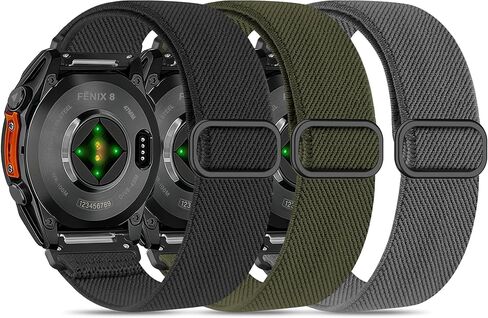 3 عبوات من سوار الساعة الملائم السريع المتوافق مع Garmin Fenix ​​8 47mm/7 Pro/7/6 Pro/6/5 plus/5/E، 22 مم حزام رياضي ناعم من النايلون المرن قابل للتعديل لـ Forerunner 965/970/Instinct 1/2/3 45 مم للطاقة الشمسية in Saudi Arabia