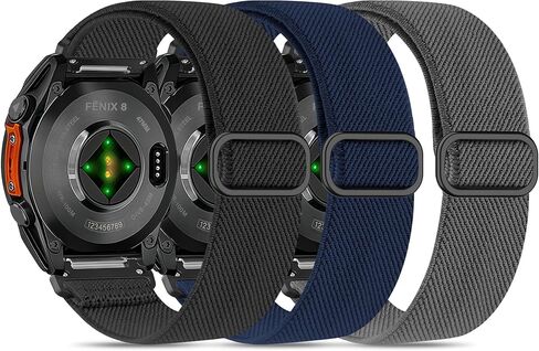 3 عبوات من سوار الساعة الملائم السريع المتوافق مع Garmin Fenix ​​8 47mm/7 Pro/7/6 Pro/6/5 plus/5/E، 22 مم حزام رياضي ناعم من النايلون المرن قابل للتعديل لـ Forerunner 965/970/Instinct 1/2/3 45 مم للطاقة الشمسية in Kuwait